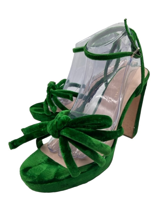 Loeffler Randall Shoe Size 10.5 Green Velvet Bow detail Ankle Wrap Pumps Green / 10.5