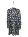 Miss June Paris Size L White Green & Blue Rayon round split neck Floral Dress White Green & Blue / L