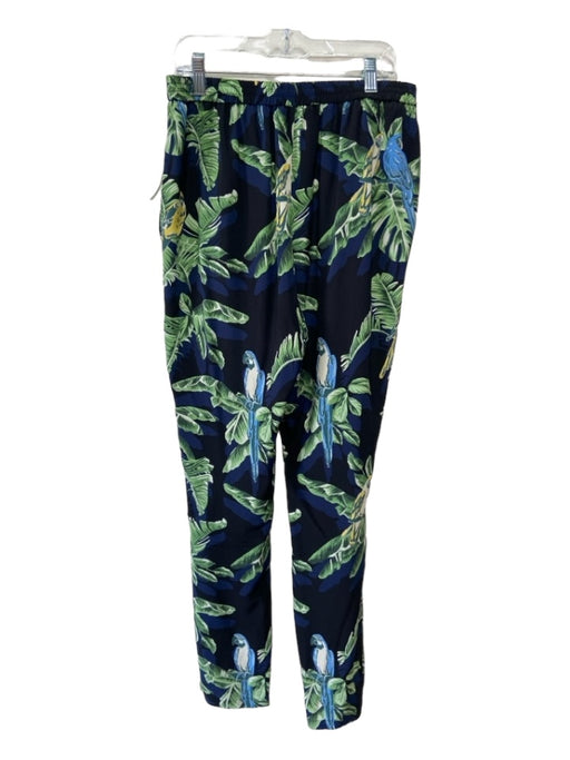 Stella McCartney Size L Navy & Green Elastic Waist Tropical Print Tapered Pants Navy & Green / L