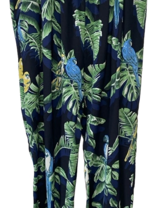 Stella McCartney Size L Navy & Green Elastic Waist Tropical Print Tapered Pants Navy & Green / L