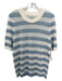 Akris Punto Size 12 White & Blue Cotton Striped Round Neck Short Sleeve Knit Top White & Blue / 12