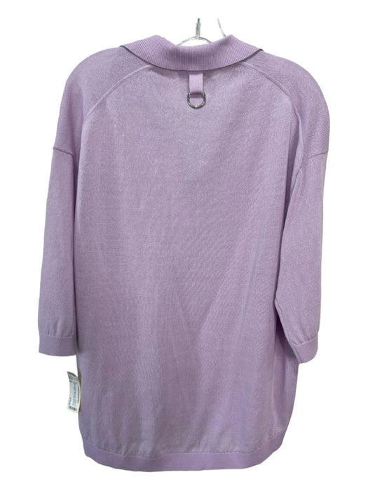 Tibi Size M Purple Polyester Blend Knit Collared V Neck 3/4 Sleeve Top Purple / M