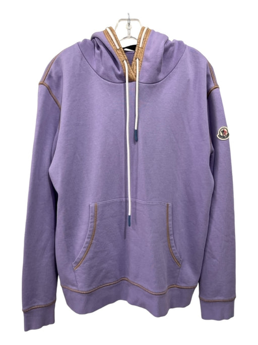 Moncler Size XL Lavender & Brown Cotton Drawstring Kangaroo Pocket Hoodie Lavender & Brown / XL