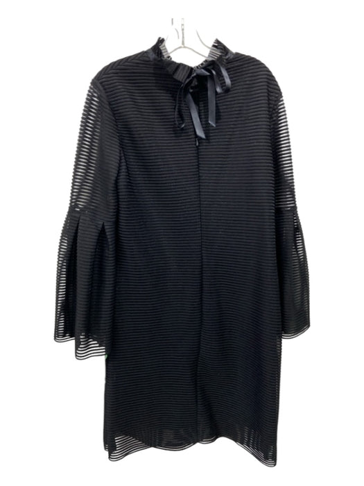 Sara Campbell Size L Black Polyester Ribbed Bell Sleeve Knee Length Dress Black / L