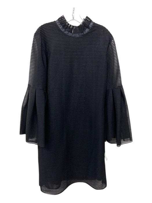 Sara Campbell Size L Black Polyester Ribbed Bell Sleeve Knee Length Dress Black / L