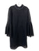 Sara Campbell Size L Black Polyester Ribbed Bell Sleeve Knee Length Dress Black / L