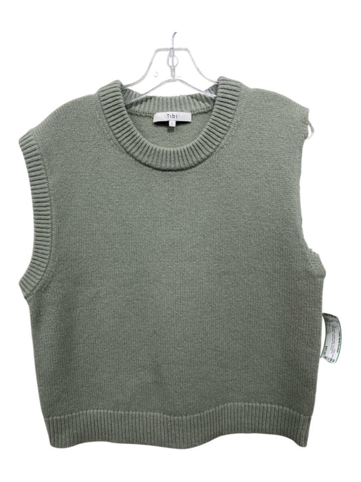 Tibi Size L Sage green Lambs Wool Crew Neck Distressed Sleeveless Top Sage green / L