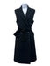 Peserico Size 42/M Black Wool Blend Sequin Double Breast Vest Midi Coat Black / 42/M