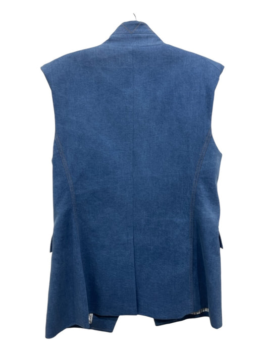 Veronica Beard Size 10 Blue Cotton Denim Double Breast Shoulder Pads Vest Blue / 10