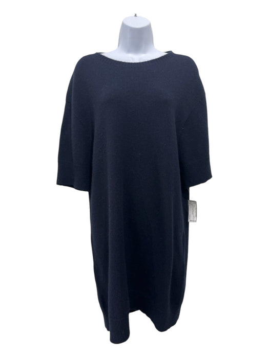 The Row Size L Navy Blue Cashmere Scoop Neck Short Sleeve Sweater Dress Navy Blue / L