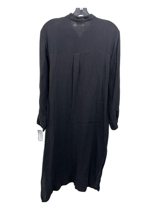 Mikoh Size Large Black Cotton Wrinkle Affect Long Sleeve 3/4 Button Mini Coverup Black / Large
