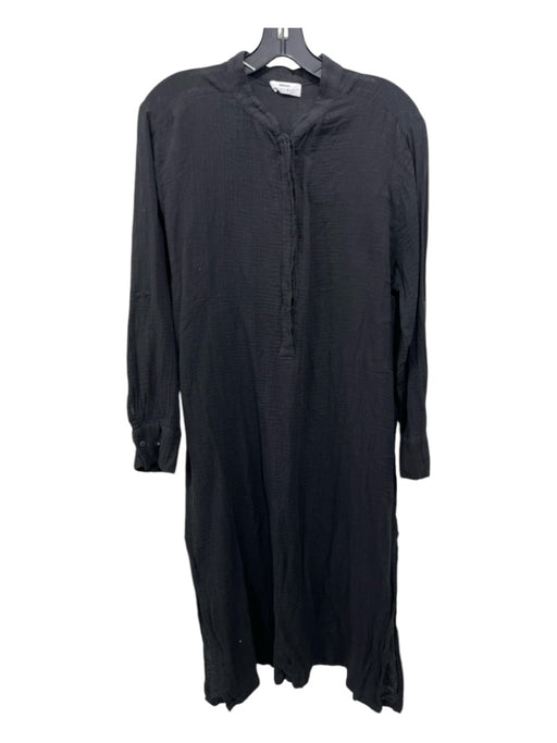 Mikoh Size Large Black Cotton Wrinkle Affect Long Sleeve 3/4 Button Mini Coverup Black / Large