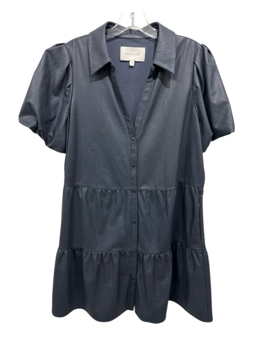 Brochu Walker Size Large Dark Gray Polyester Blend Bubble Sleeve Tiered Dress Dark Gray / Large