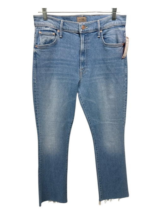 Mother Size 30 Light Wash Cotton Denim High Rise Raw Hem Faded Whiskering Jeans Light Wash / 30