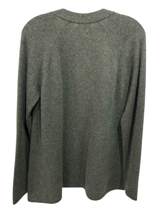 Kinross Size Large Green Cashmere Long Sleeve Open Front Cardigan Green / Large