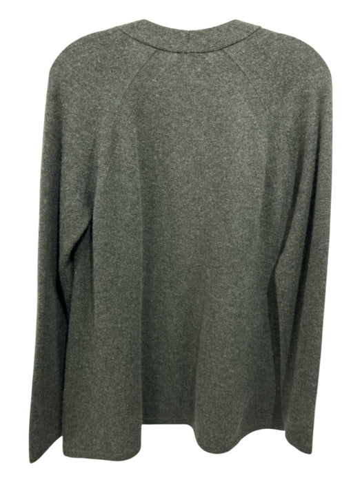 Kinross Size Large Green Cashmere Long Sleeve Open Front Cardigan Green / Large