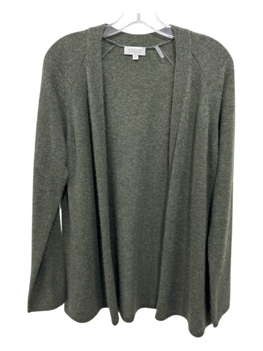 Kinross Size Large Green Cashmere Long Sleeve Open Front Cardigan Green / Large