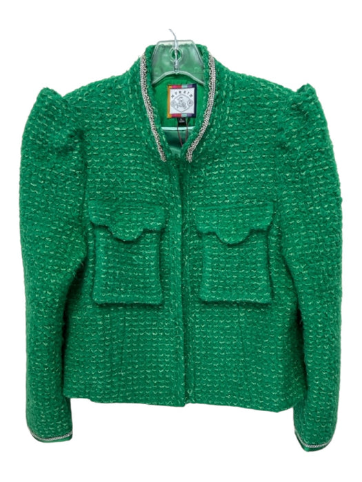Mukzin Size Large Green Wool Blend Long Sleeve Tweed Button Front Jacket Green / Large