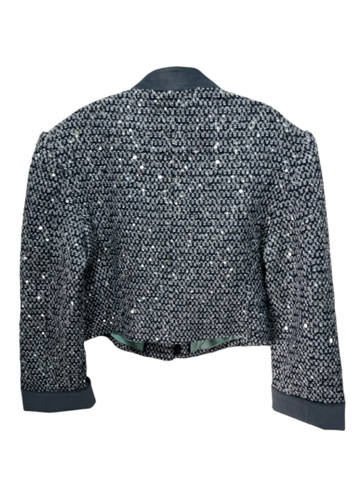 Mukzin Size Large Gray & Blue Wool Blend Long Sleeve Tweed Sequins Jacket Gray & Blue / Large