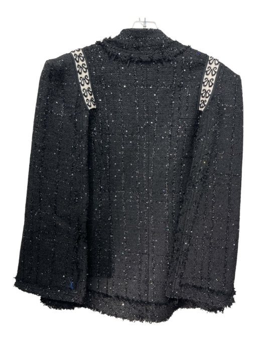 Mukzin Size Large Black & White Wool Blend Open Sleeves Tweed Cape Jacket Black & White / Large