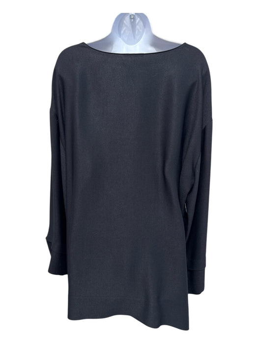 The Row Size Small Black Viscose Blend Wide Long Sleeve Boat Neck Top Black / Small