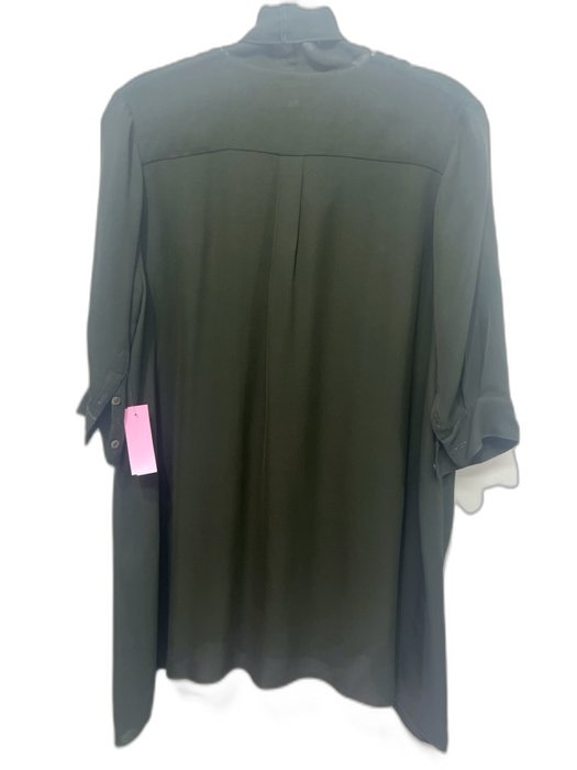 Morgane Le Fay Size S Olive Green Silk Short Sleeve neck tie V Neck Mini Dress Olive Green / S