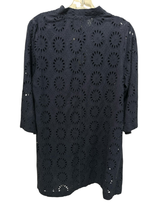 Tuckernuck Size S Navy Blue Cotton Eyelet Lace Tie Neck Coverup Dress Navy Blue / S