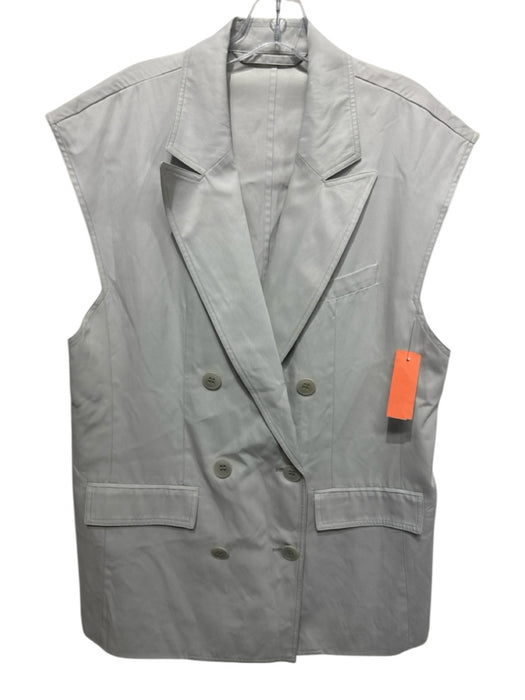 Tibi Size M Gray Beige Rayon Blend Double Breasted Lapel Oversized Vest Gray Beige / M