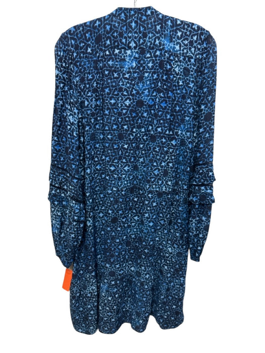 Figue Size M Blue Cotton Blend Lattice Print Drawstring Waist Dress Blue / M