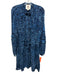 Figue Size M Blue Cotton Blend Lattice Print Drawstring Waist Dress Blue / M