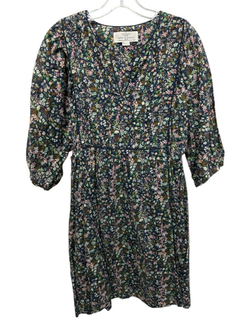 Trovata Birds of Paradis Size Medium navy blue & multi Cotton Micro Floral Dress navy blue & multi / Medium
