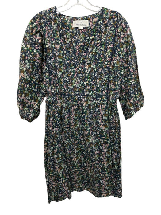Trovata Birds of Paradis Size Medium navy blue & multi Cotton Micro Floral Dress navy blue & multi / Medium