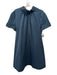 Staud Size Large Navy Blue Cotton Blend Short Sleeve Gathered Mock Neck Dress Navy Blue / Large