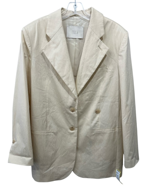 TELA Size Est M Beige Long Sleeve Two Button Welt Pocket Lapel Jacket Beige / Est M