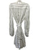 Michelle Farmer Size S Cream & Multi Cotton & Silk Striped V Neck Dress Cream & Multi / S