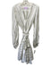 Michelle Farmer Size S Cream & Multi Cotton & Silk Striped V Neck Dress Cream & Multi / S