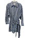 A Piece Apart Size 8 Chambray & White Cotton Striped Tie Detail Mini Dress Chambray & White / 8