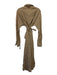 Ann Mashburn Size L Tan & White Cotton Gingham Tie belt Seersucker Dress Tan & White / L