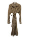 Ann Mashburn Size L Tan & White Cotton Gingham Tie belt Seersucker Dress Tan & White / L