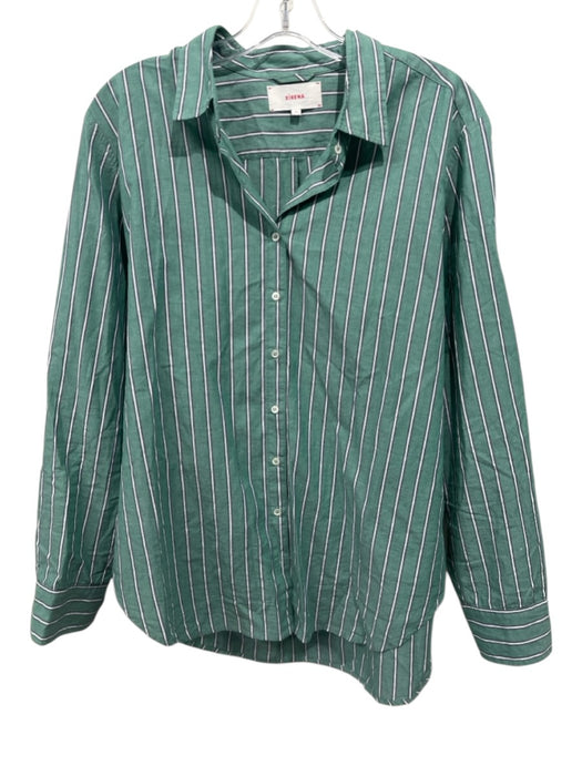 XiRENA Size M Green & Multi Cotton Striped Button Up Long Sleeve Top Green & Multi / M