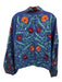 Sue Sartor Size L/XL Blue & Multi Cotton Hook & Eye Embroidered Jacket Blue & Multi / L/XL