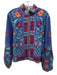 Sue Sartor Size L/XL Blue & Multi Cotton Hook & Eye Embroidered Jacket Blue & Multi / L/XL