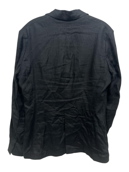 120% Lino Size 46 Black Linen 1 Button Blazer Jacket Black / 46