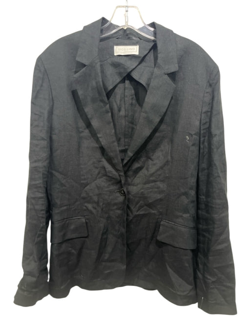 120% Lino Size 46 Black Linen 1 Button Blazer Jacket Black / 46