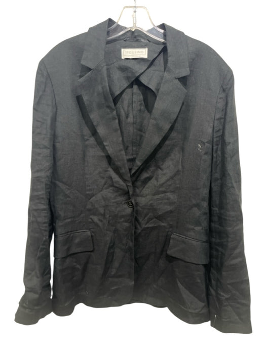 120% Lino Size 46 Black Linen 1 Button Blazer Jacket Black / 46