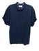 XiRENA Size M Navy Blue Cotton Short Cuff Sleeve Collar Button Down Top Navy Blue / M
