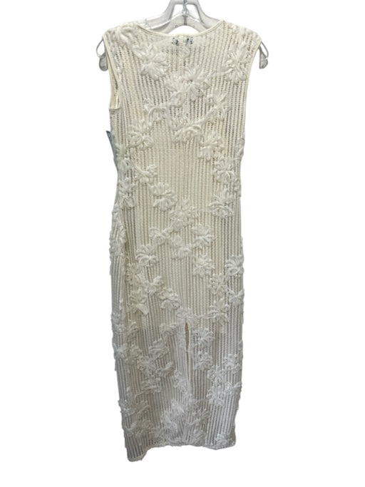 Mango Size S Cream White Polyester Crochet Knit Sleeveless Flower Applique Dress Cream White / S
