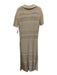 Amina Rubinacci Size L Oatmeal Beige Cotton Crochet Knit Short Sleeve Dress Oatmeal Beige / L