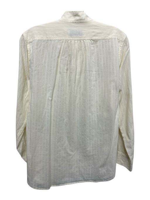 Buck Mason Size S Cream White Cotton Pin Stripe Long Sleeve stand collar Top Cream White / S