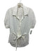 JBQ Size L White Linen Short Sleeve Button Down Collar Tie Waist Top White / L